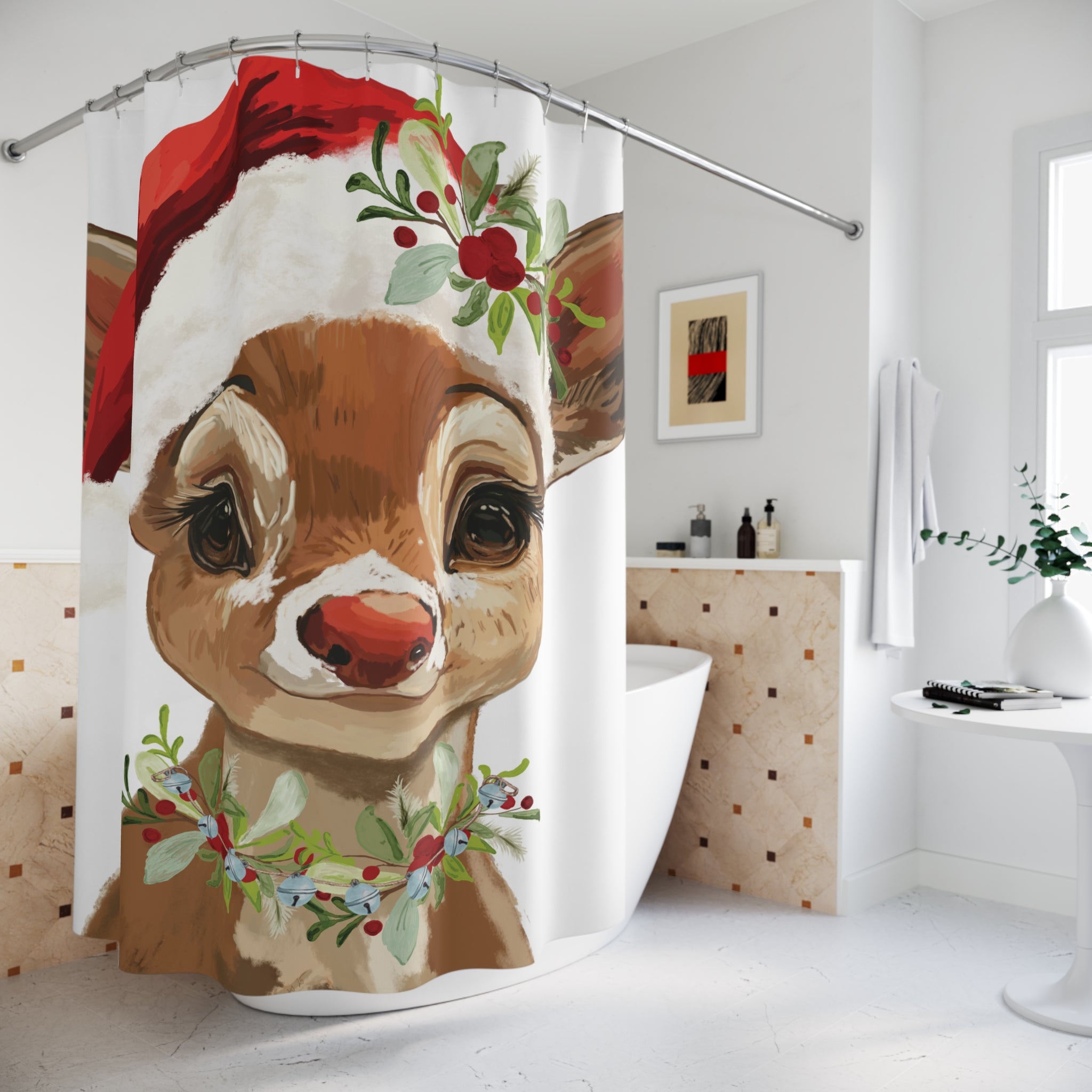 Christmas Reindeer Shower Curtain