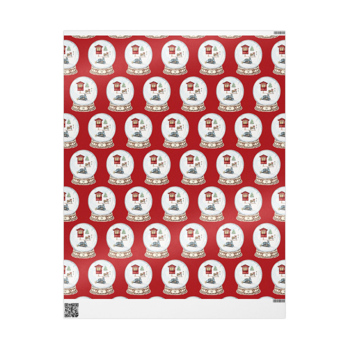 Festive Train Ride Holiday Wrapping Paper with Snow Globe Design