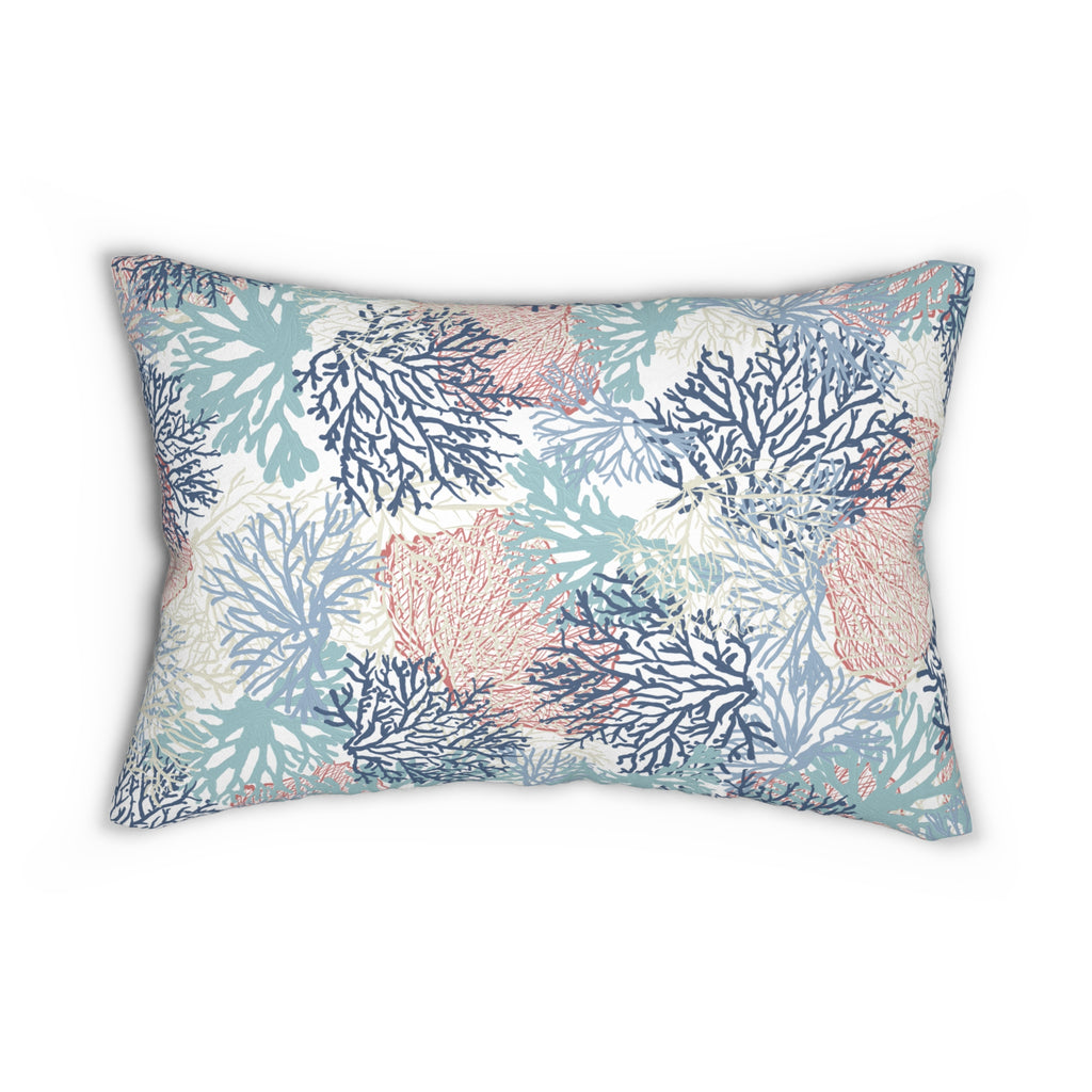 Pastel Coral Reef Lumbar Pillow | Coastal Throw Pillow