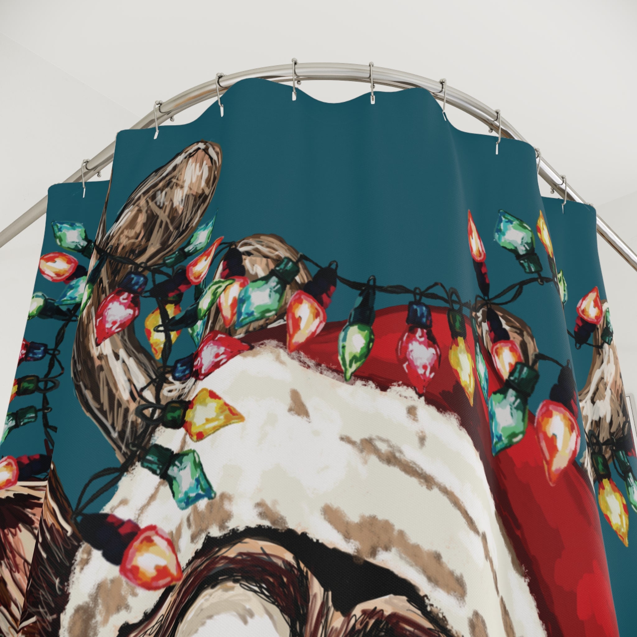 Christmas Reindeer Shower Curtain – Festive Bathroom Décor