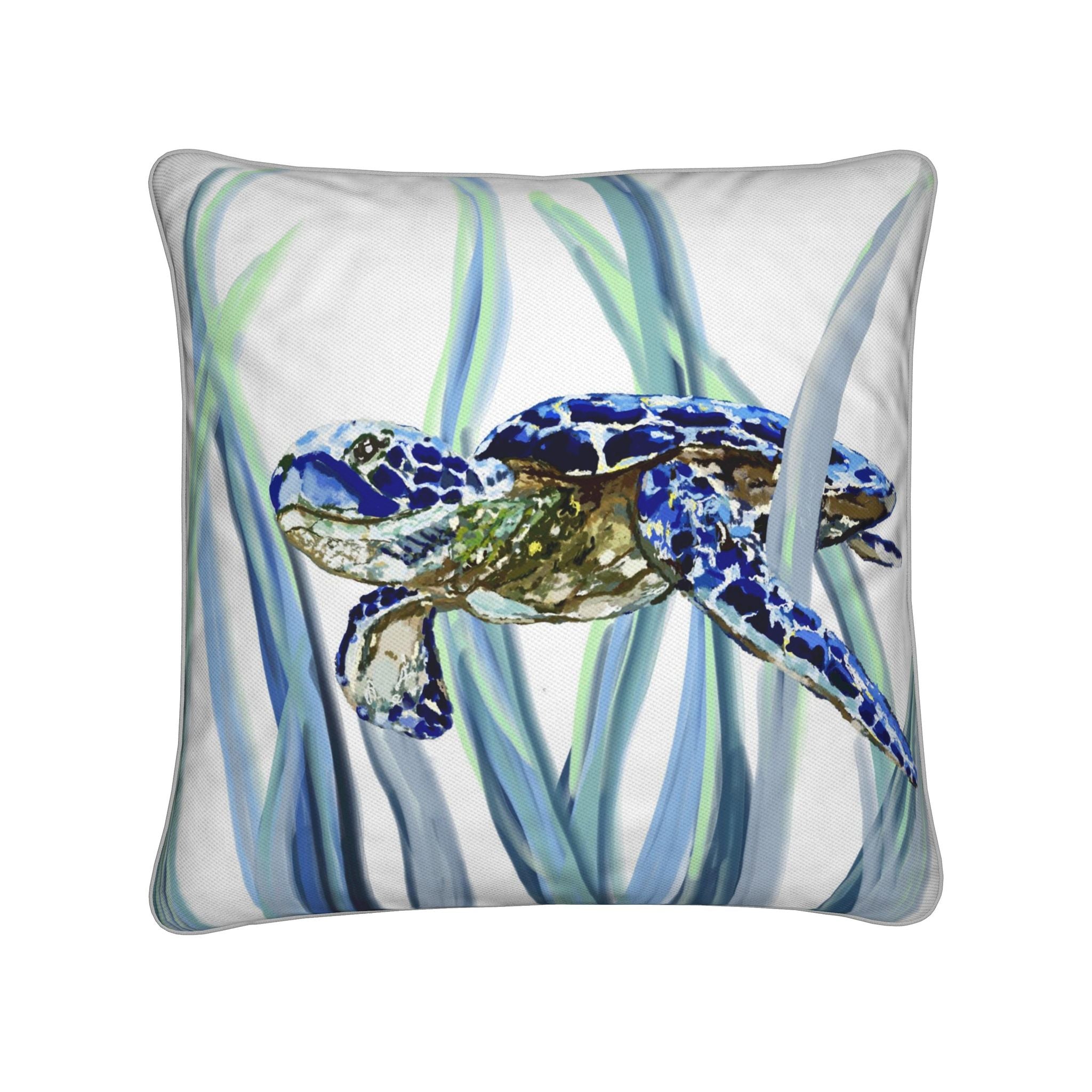 Swimming Sea Turtle Premium Pillow with Piping