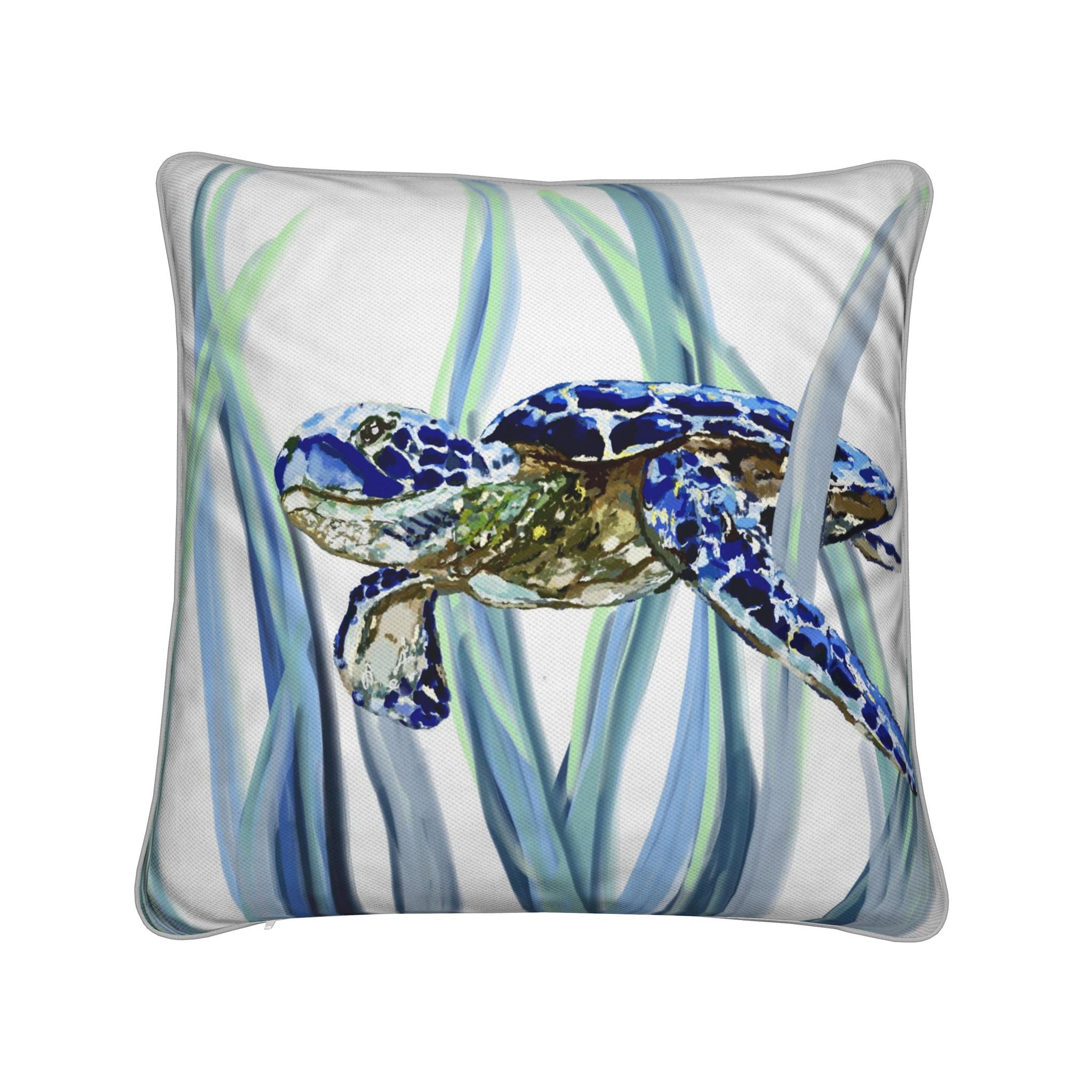 Swimming Sea Turtle Premium Pillow with Piping