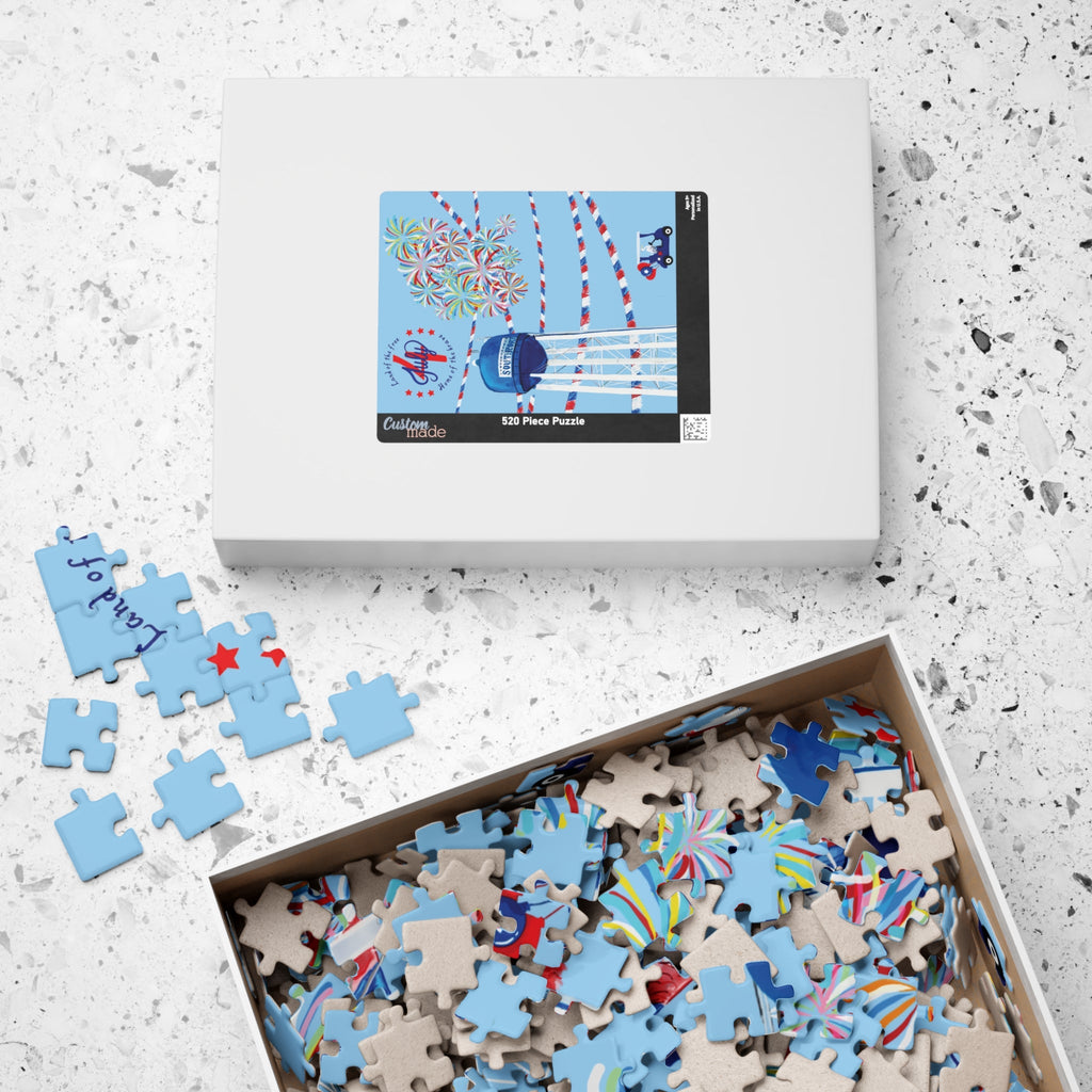 4th of July Fireworks Town Water Tower Jigsaw Puzzle (110–1014 pcs) - Blue Cava