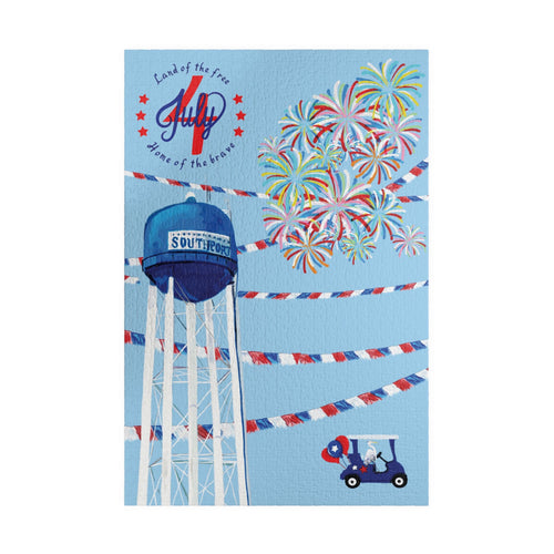 4th of July Fireworks Town Water Tower Jigsaw Puzzle (110–1014 pcs) - Blue Cava