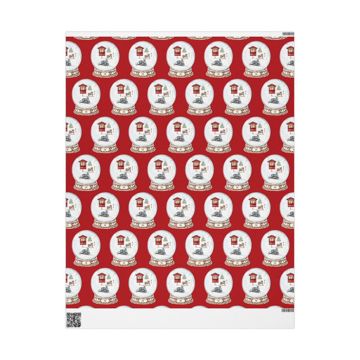 Festive Train Ride Holiday Wrapping Paper with Snow Globe Design