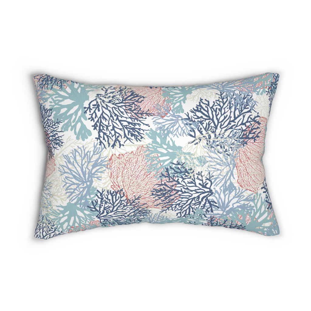 Pastel Coral Reef Lumbar Pillow | Coastal Throw Pillow