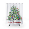 Watercolor Merry Christmas Tree Shower Curtain