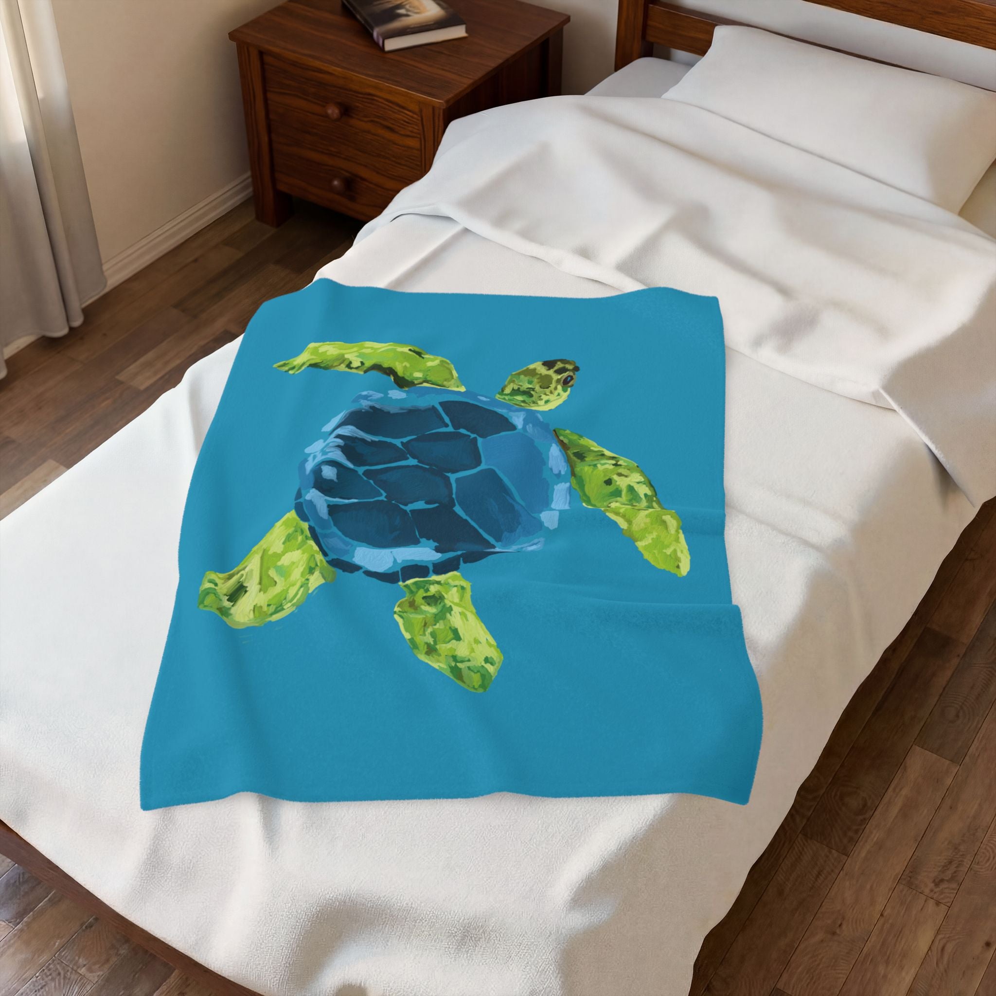 Sea Turtle Velveteen Plush Blanket — Soft Ocean-Inspired Throw for Kids & Beach Lovers
