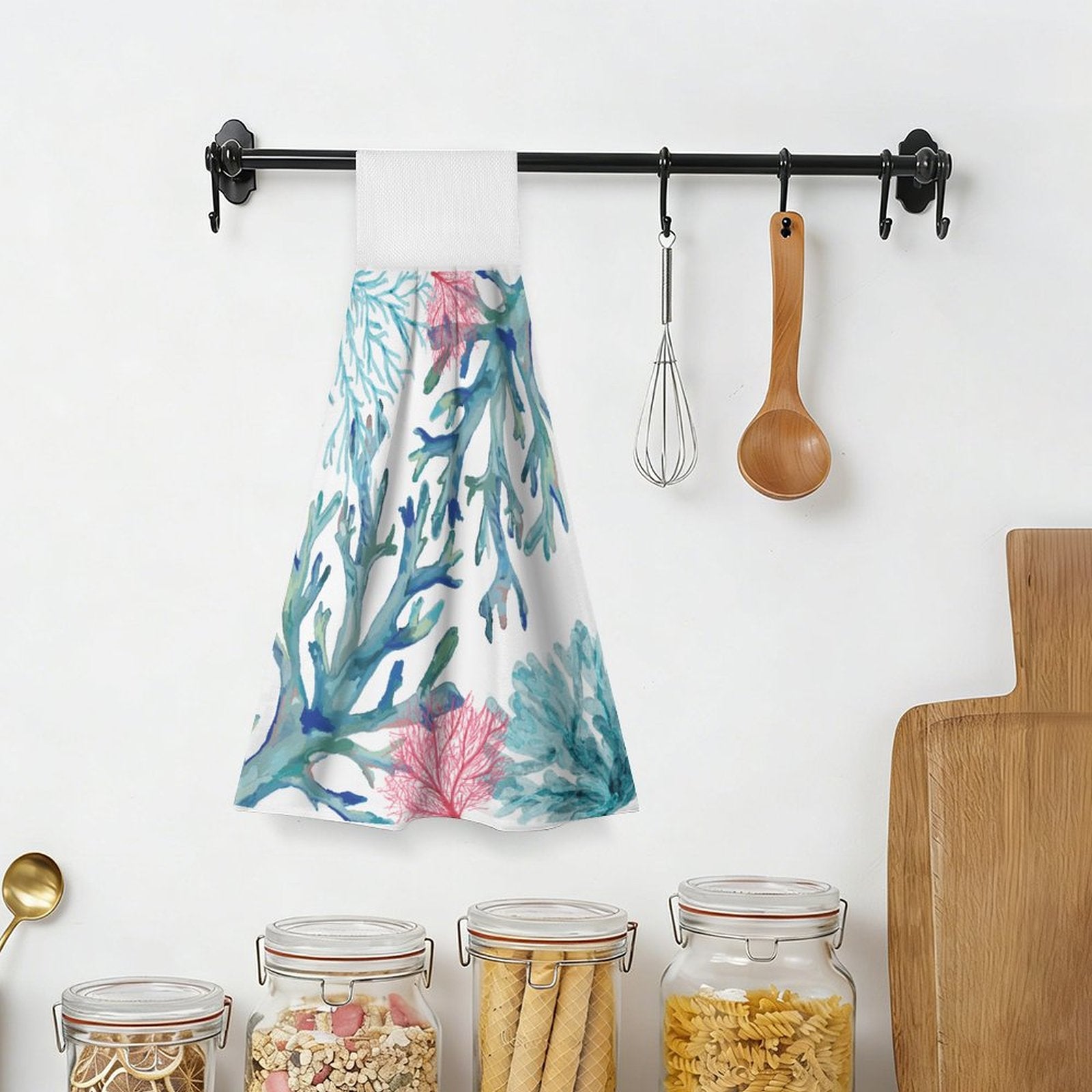 Coastal Coral Kitchen Hand Towel