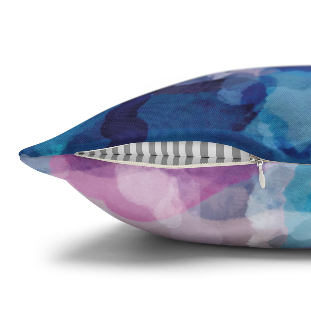 Abstract Watercolor Square Pillowcase - Double Sided Print - Blue Cava
