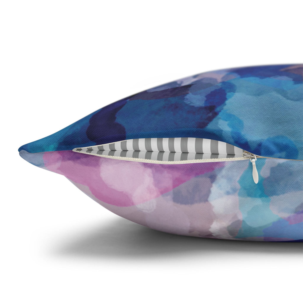 Abstract Watercolor Square Pillowcase - Double Sided Print - Blue Cava