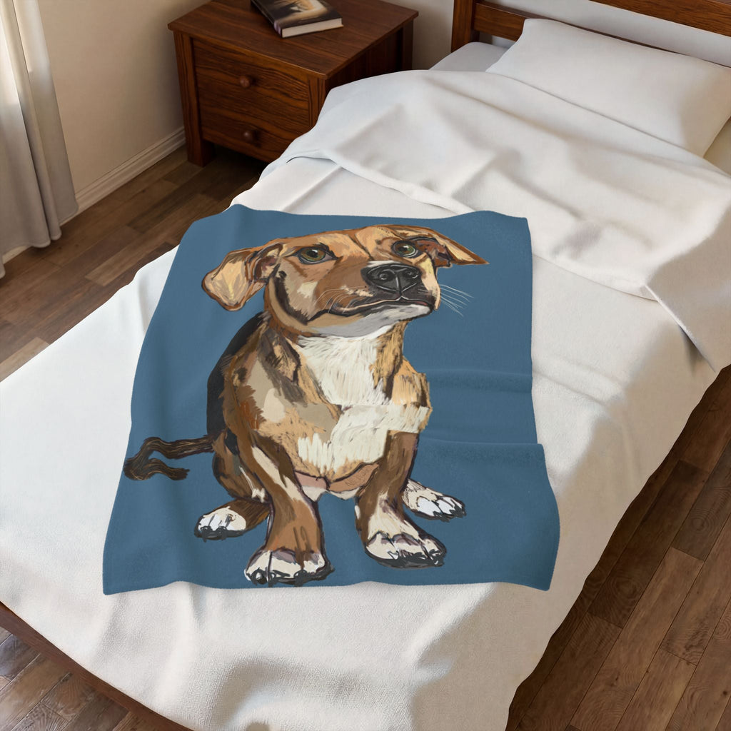 Adorable Dog - Inspired Velveteen Plush Blanket - Perfect for Pet Lovers - Blue Cava