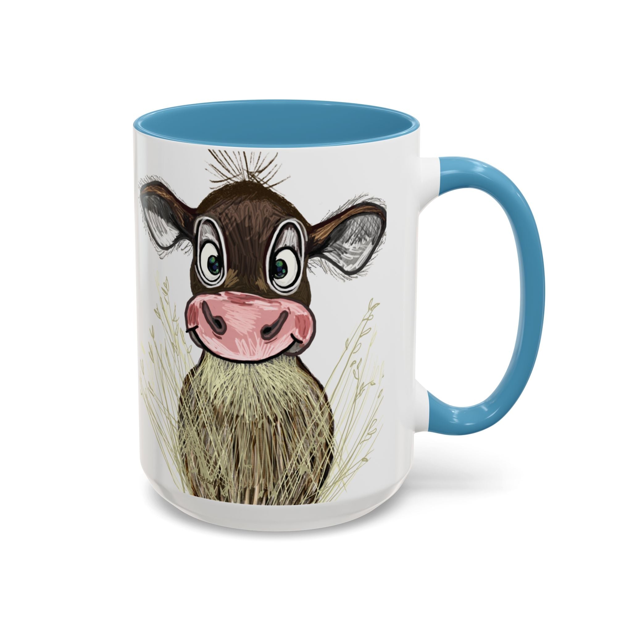 Adorable Farmhouse Cow Two Tone Ceramic Coffee Mugs - Blue Cava