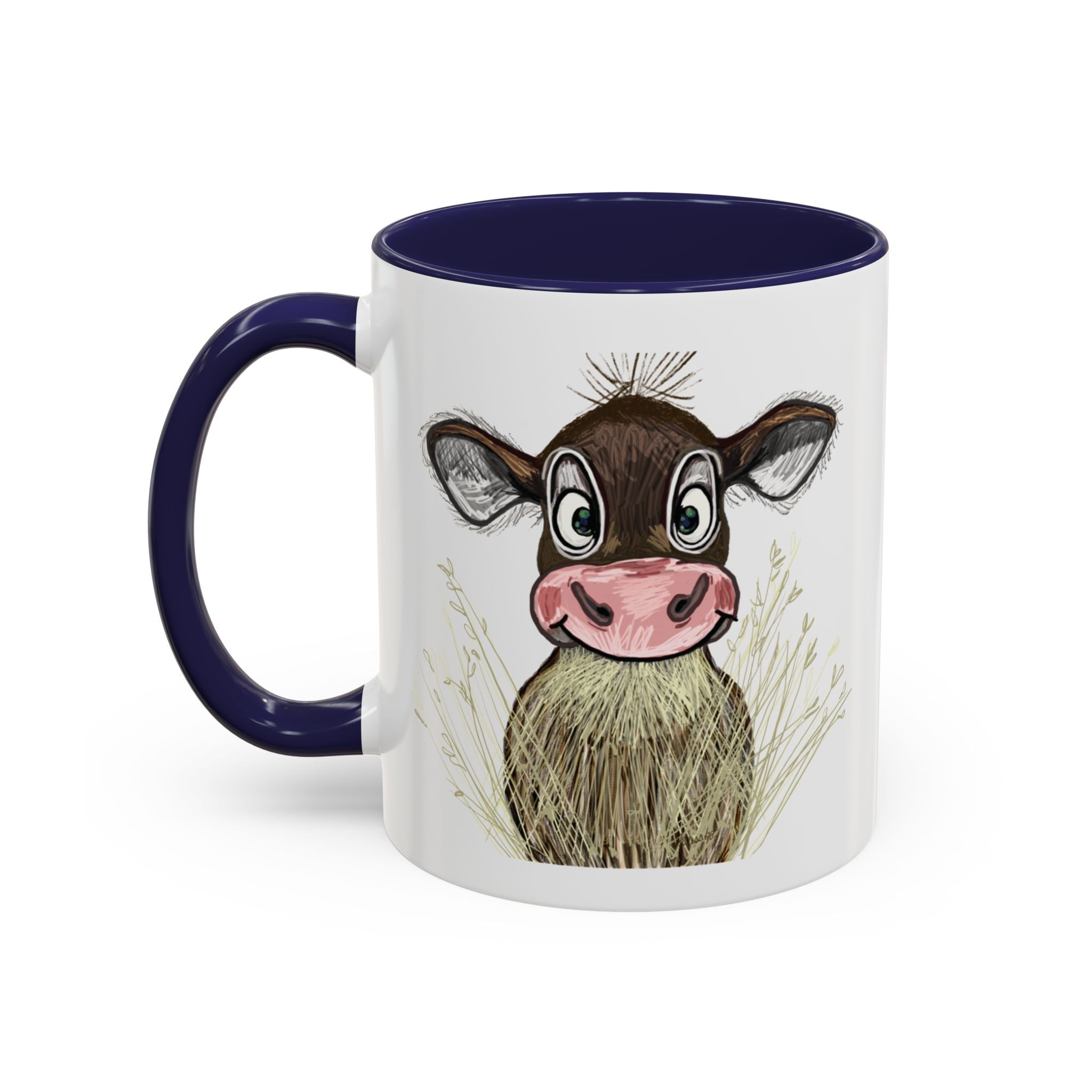 Adorable Farmhouse Cow Two Tone Ceramic Coffee Mugs - Blue Cava