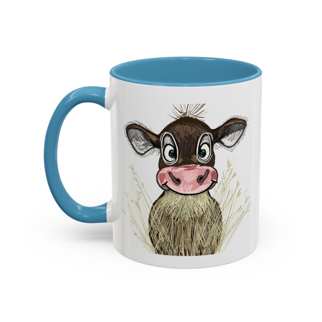 Adorable Farmhouse Cow Two Tone Ceramic Coffee Mugs - Blue Cava