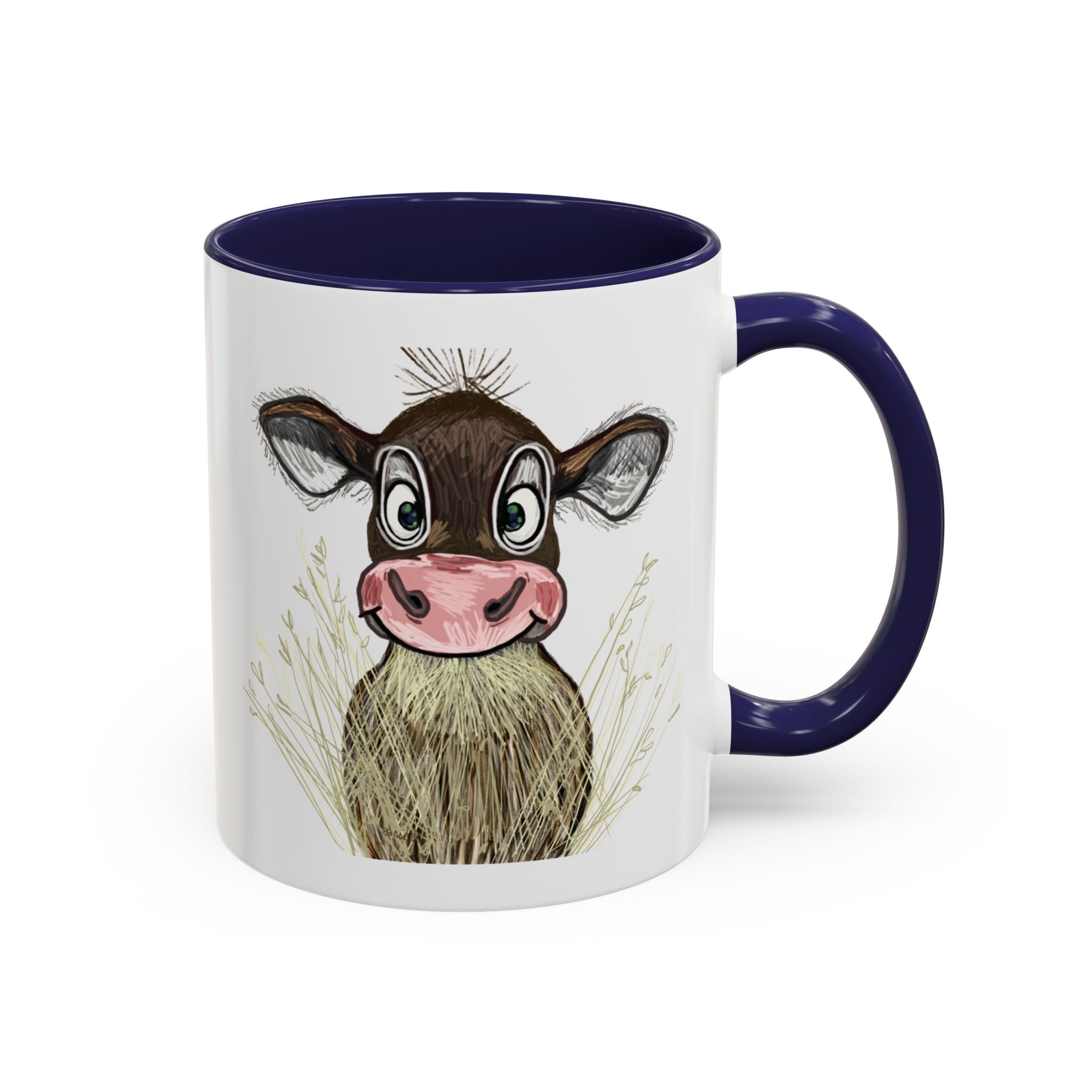 Adorable Farmhouse Cow Two Tone Ceramic Coffee Mugs - Blue Cava