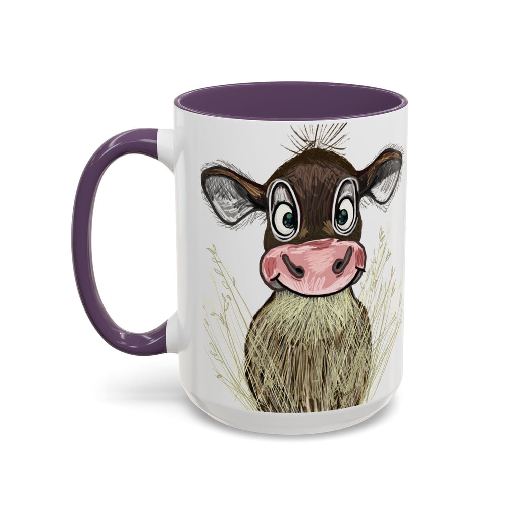 Adorable Farmhouse Cow Two Tone Ceramic Coffee Mugs - Blue Cava