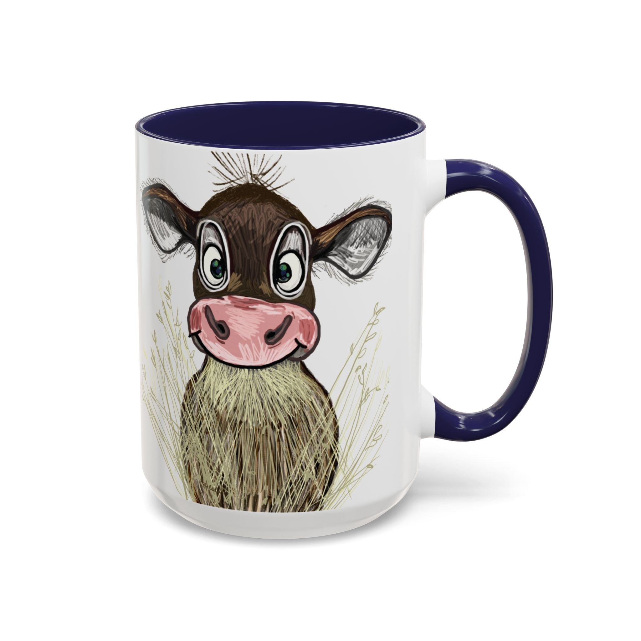 Adorable Farmhouse Cow Two Tone Ceramic Coffee Mugs - Blue Cava