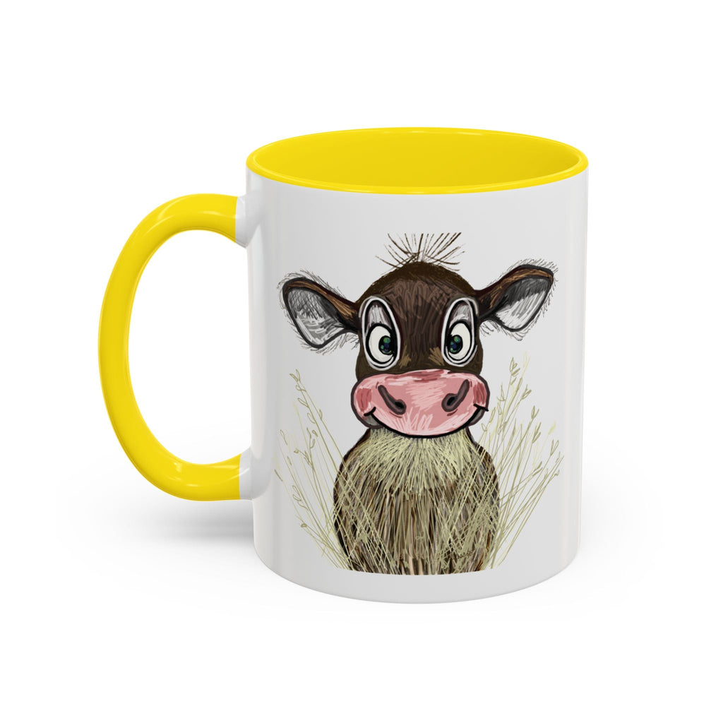 Adorable Farmhouse Cow Two Tone Ceramic Coffee Mugs - Blue Cava