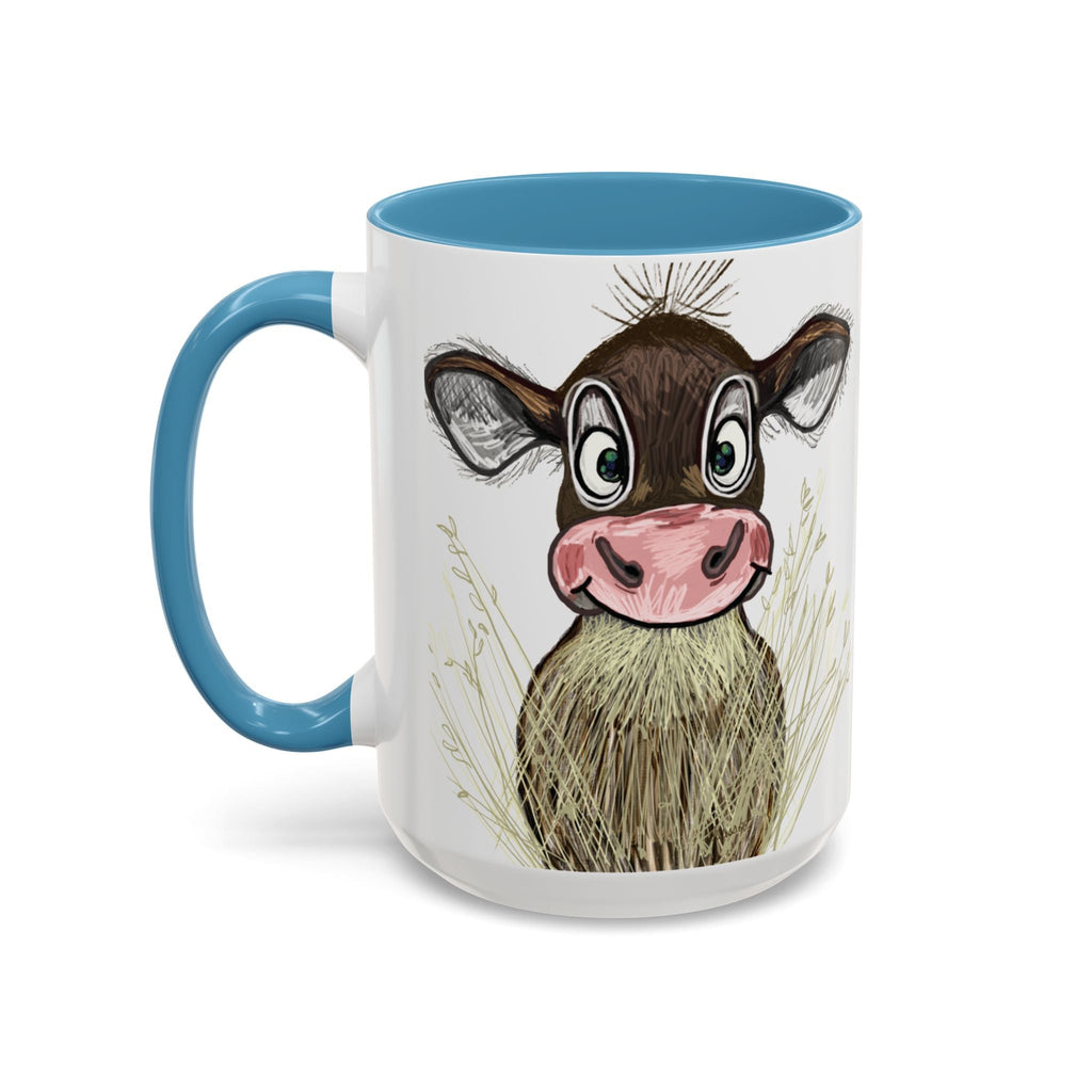 Adorable Farmhouse Cow Two Tone Ceramic Coffee Mugs - Blue Cava