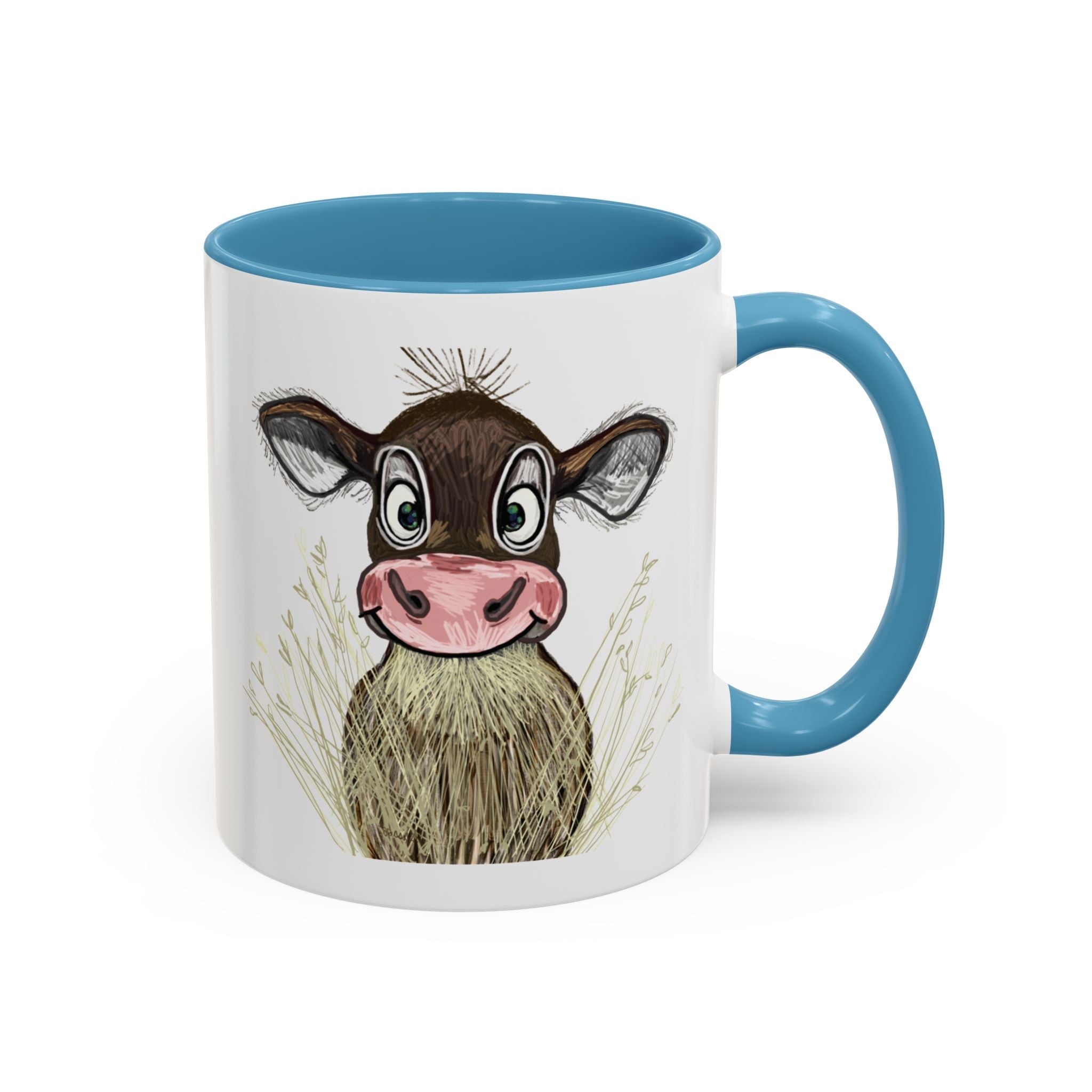 Adorable Farmhouse Cow Two Tone Ceramic Coffee Mugs - Blue Cava