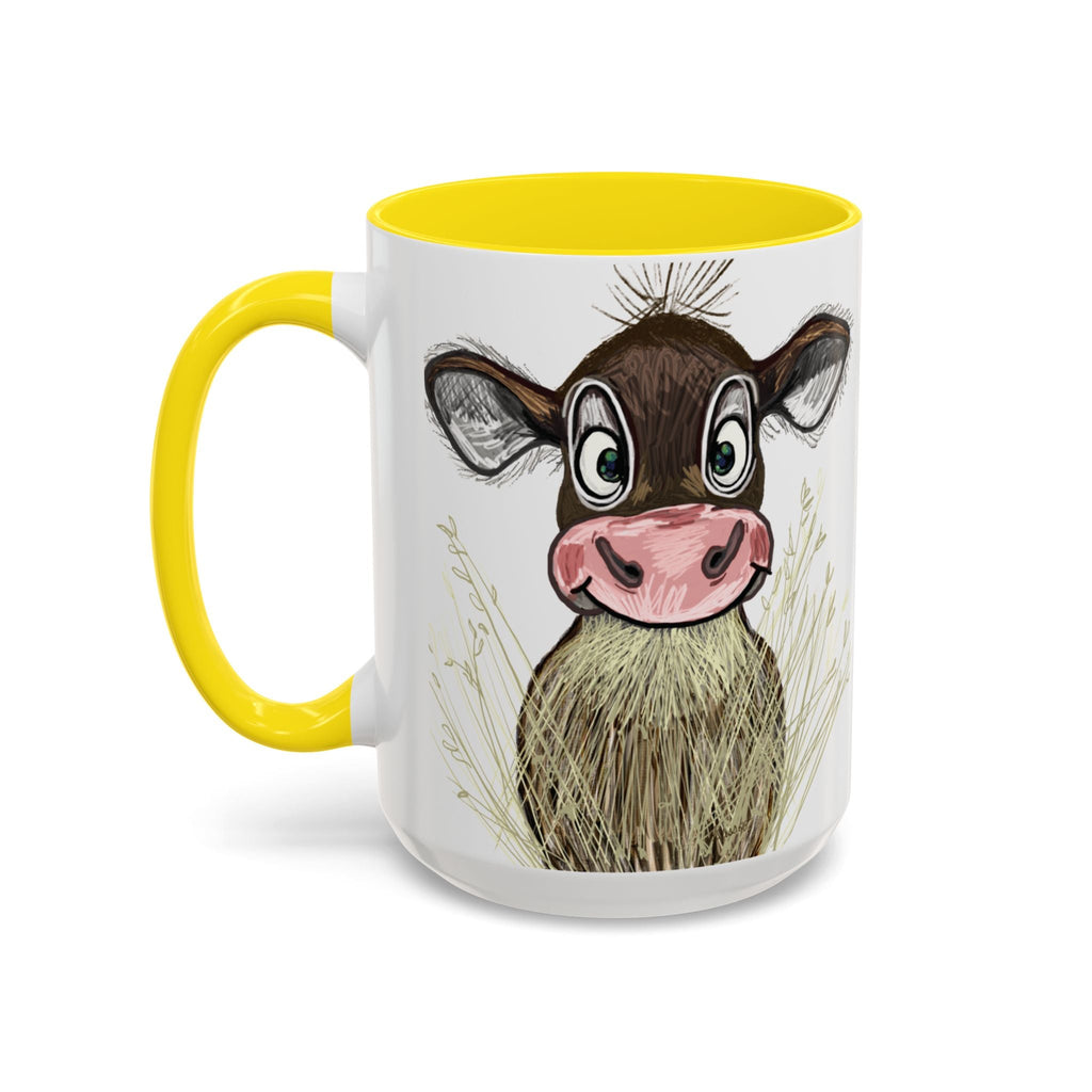 Adorable Farmhouse Cow Two Tone Ceramic Coffee Mugs - Blue Cava