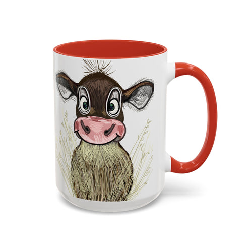 Adorable Farmhouse Cow Two Tone Ceramic Coffee Mugs - Blue Cava