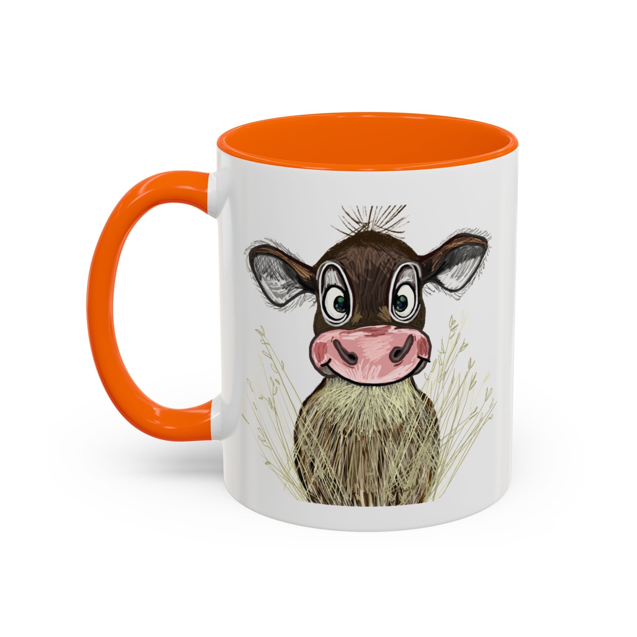 Adorable Farmhouse Cow Two Tone Ceramic Coffee Mugs - Blue Cava