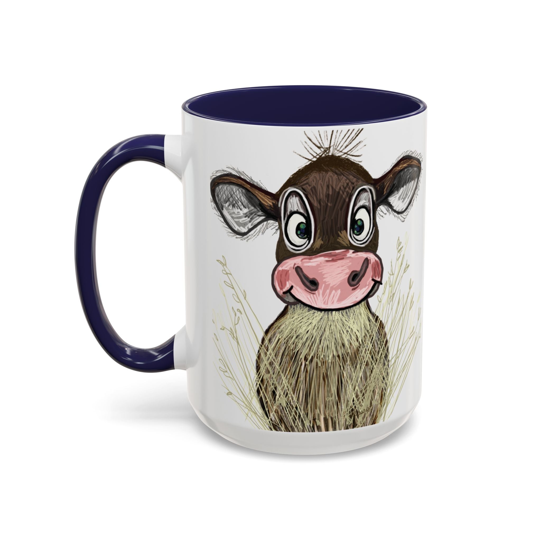Adorable Farmhouse Cow Two Tone Ceramic Coffee Mugs - Blue Cava