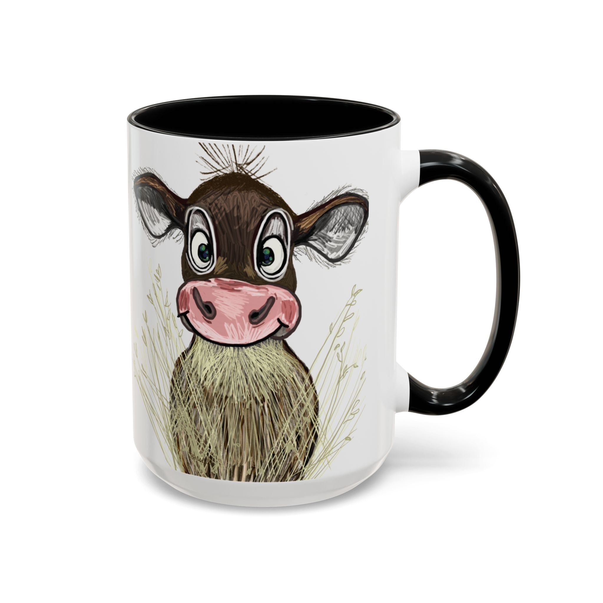 Adorable Farmhouse Cow Two Tone Ceramic Coffee Mugs - Blue Cava