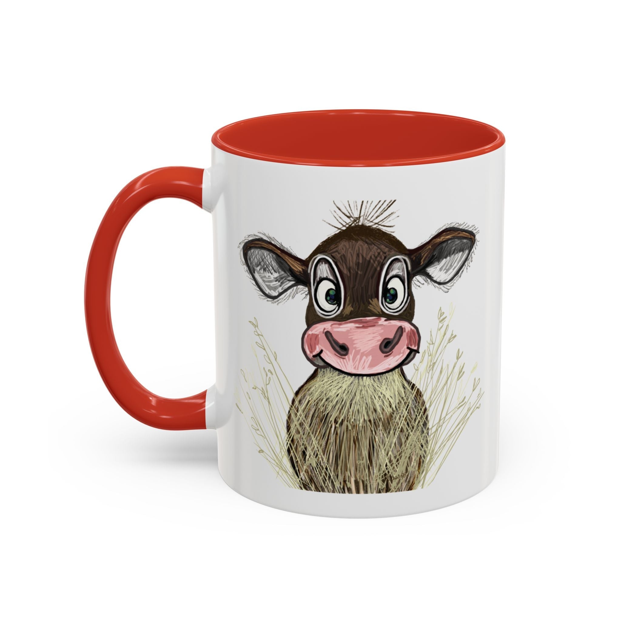 Adorable Farmhouse Cow Two Tone Ceramic Coffee Mugs - Blue Cava