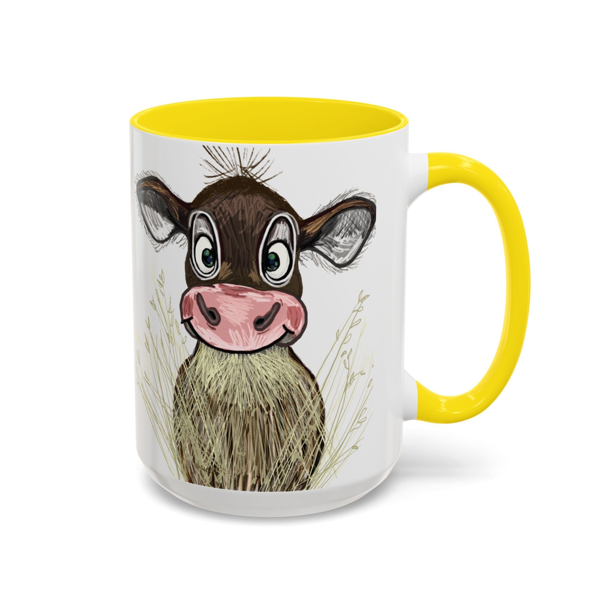 Adorable Farmhouse Cow Two Tone Ceramic Coffee Mugs - Blue Cava