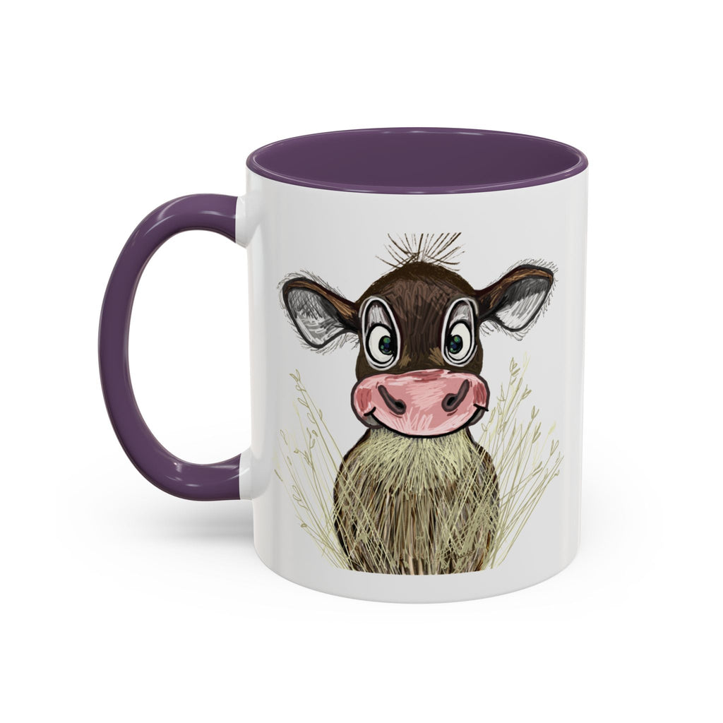 Adorable Farmhouse Cow Two Tone Ceramic Coffee Mugs - Blue Cava