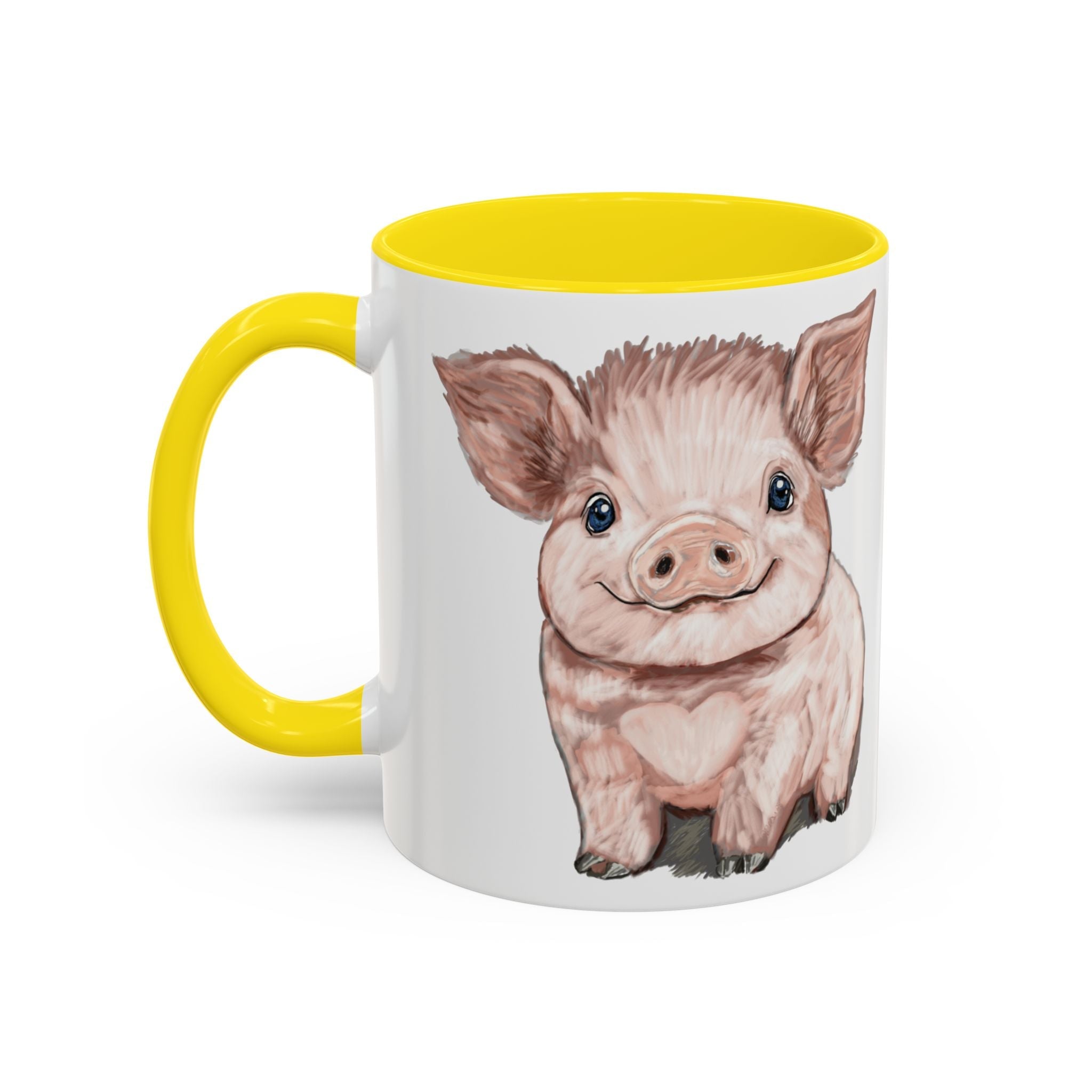 Adorable Piglet Two Tone Ceramic Coffee Mug - Blue Cava