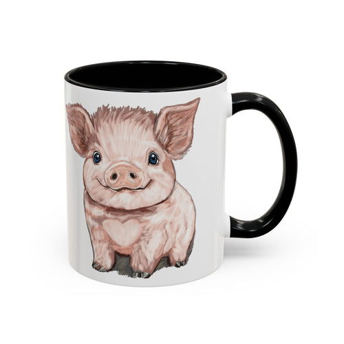 Adorable Piglet Two Tone Ceramic Coffee Mug - Blue Cava