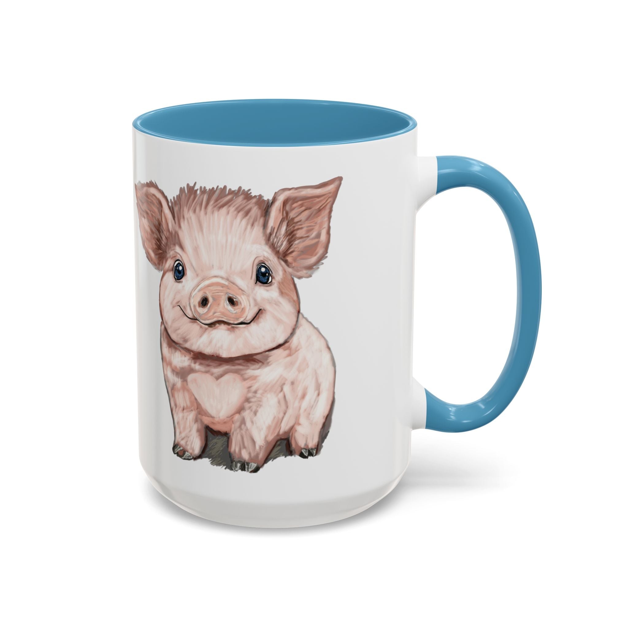 Adorable Piglet Two Tone Ceramic Coffee Mug - Blue Cava