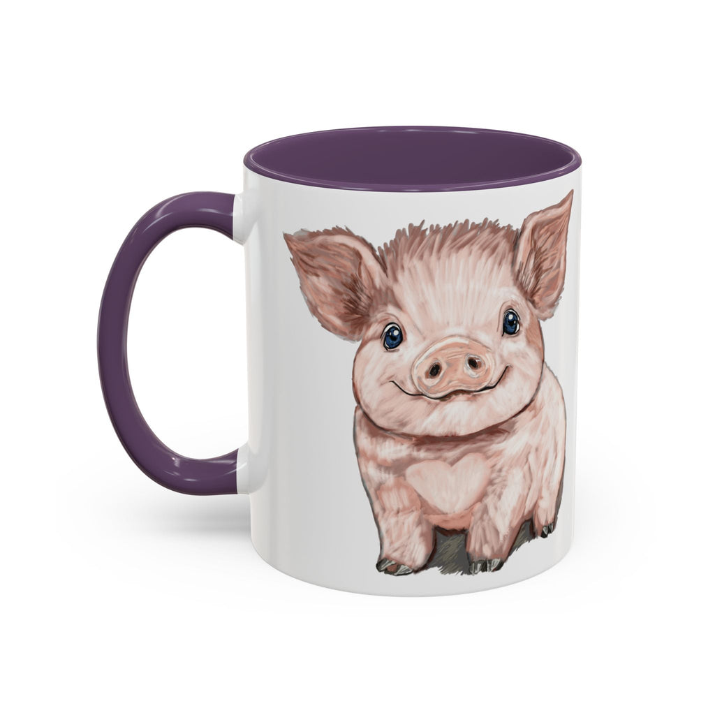 Adorable Piglet Two Tone Ceramic Coffee Mug - Blue Cava