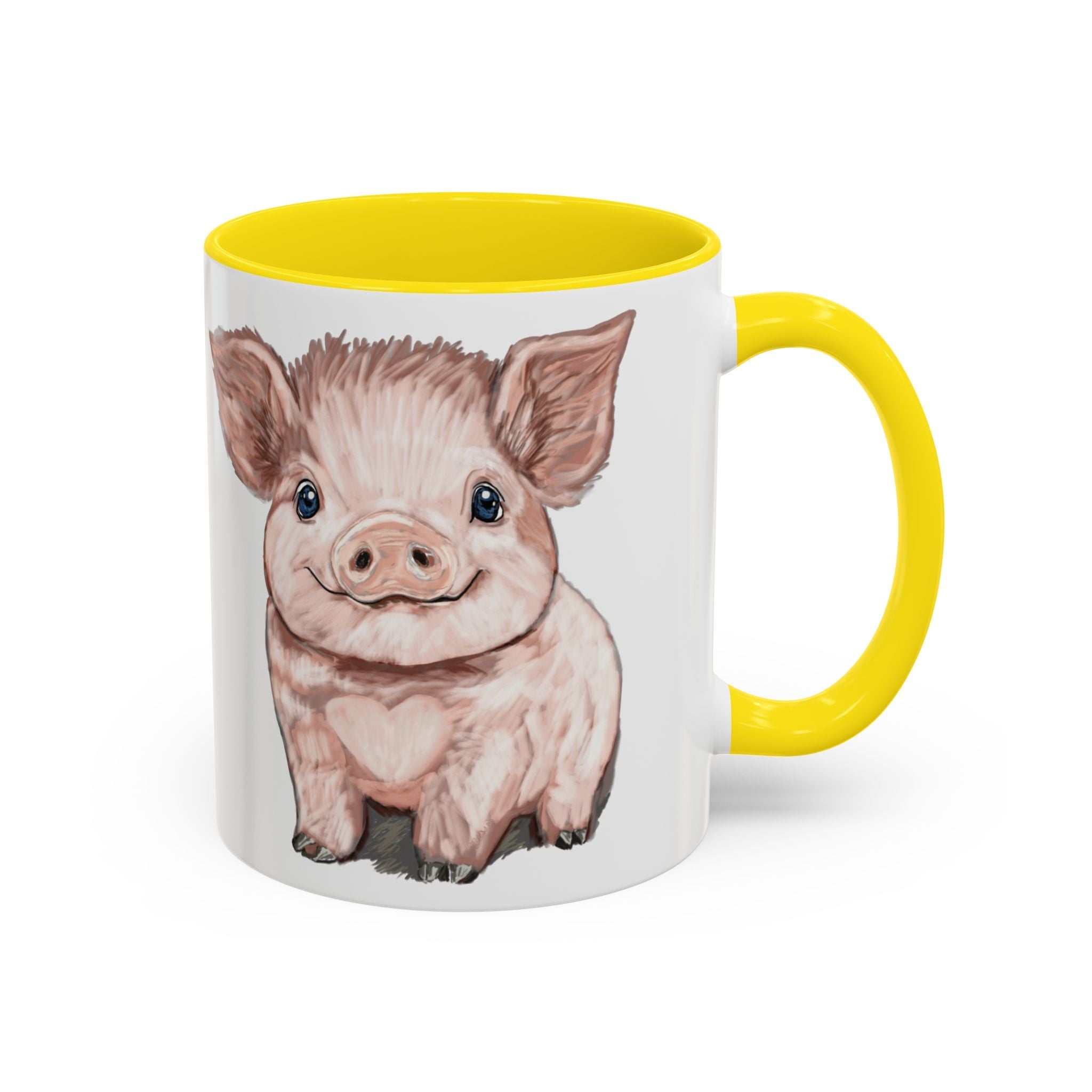 Adorable Piglet Two Tone Ceramic Coffee Mug - Blue Cava