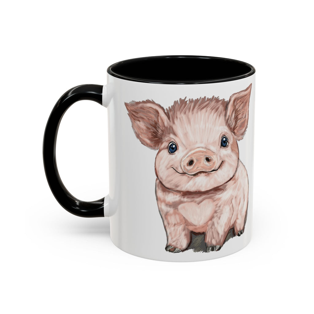 Adorable Piglet Two Tone Ceramic Coffee Mug - Blue Cava