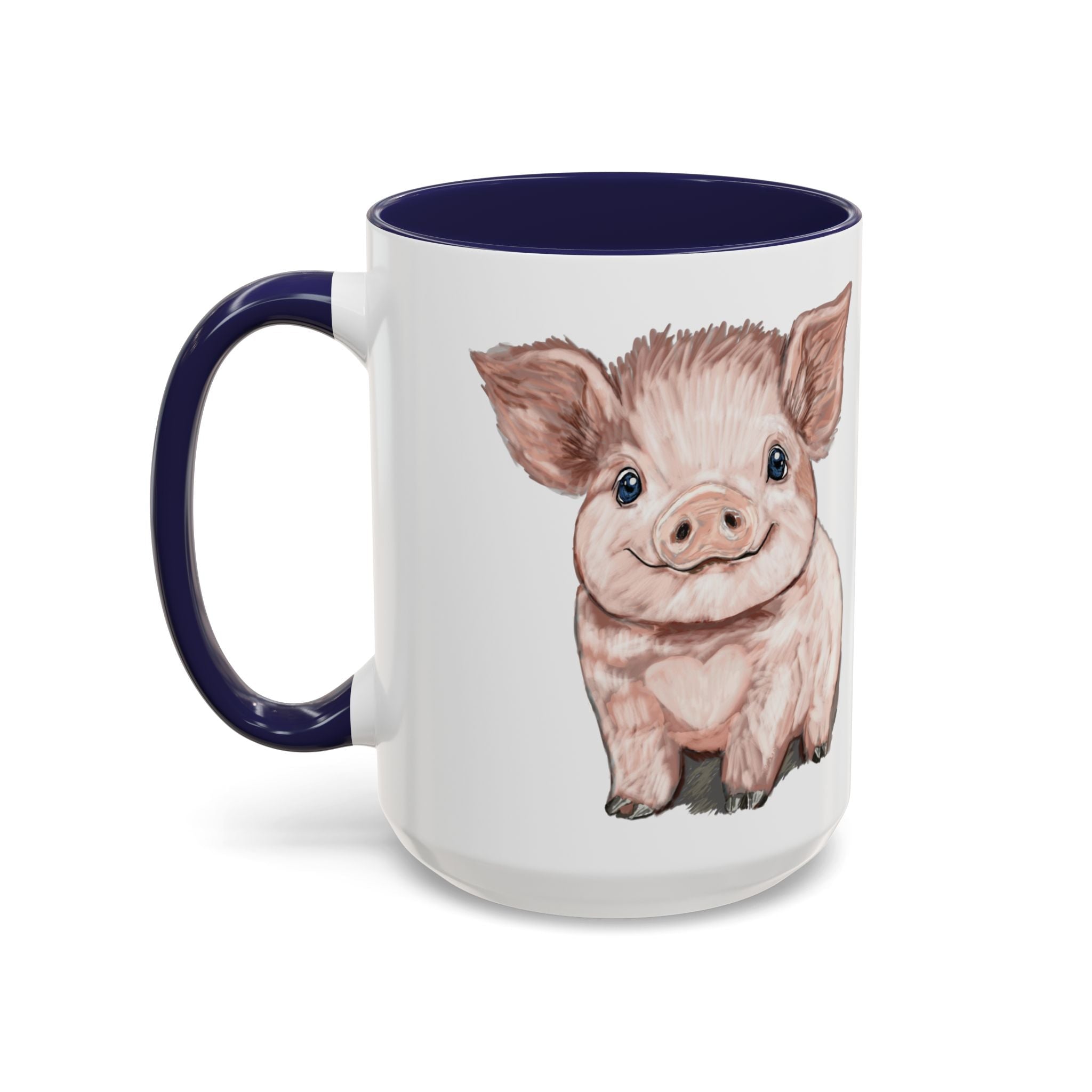 Adorable Piglet Two Tone Ceramic Coffee Mug - Blue Cava