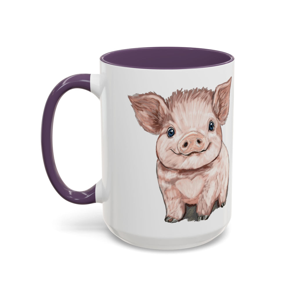 Adorable Piglet Two Tone Ceramic Coffee Mug - Blue Cava