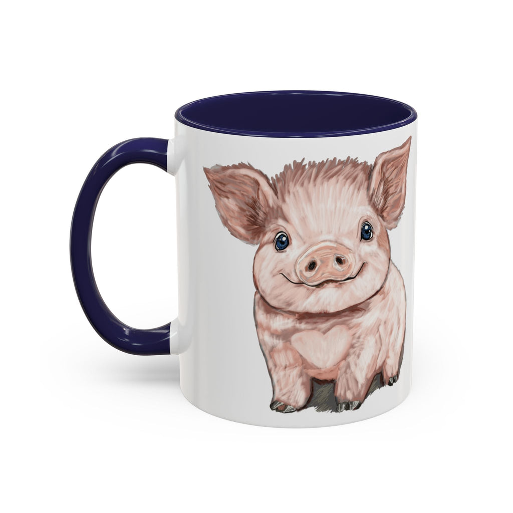 Adorable Piglet Two Tone Ceramic Coffee Mug - Blue Cava