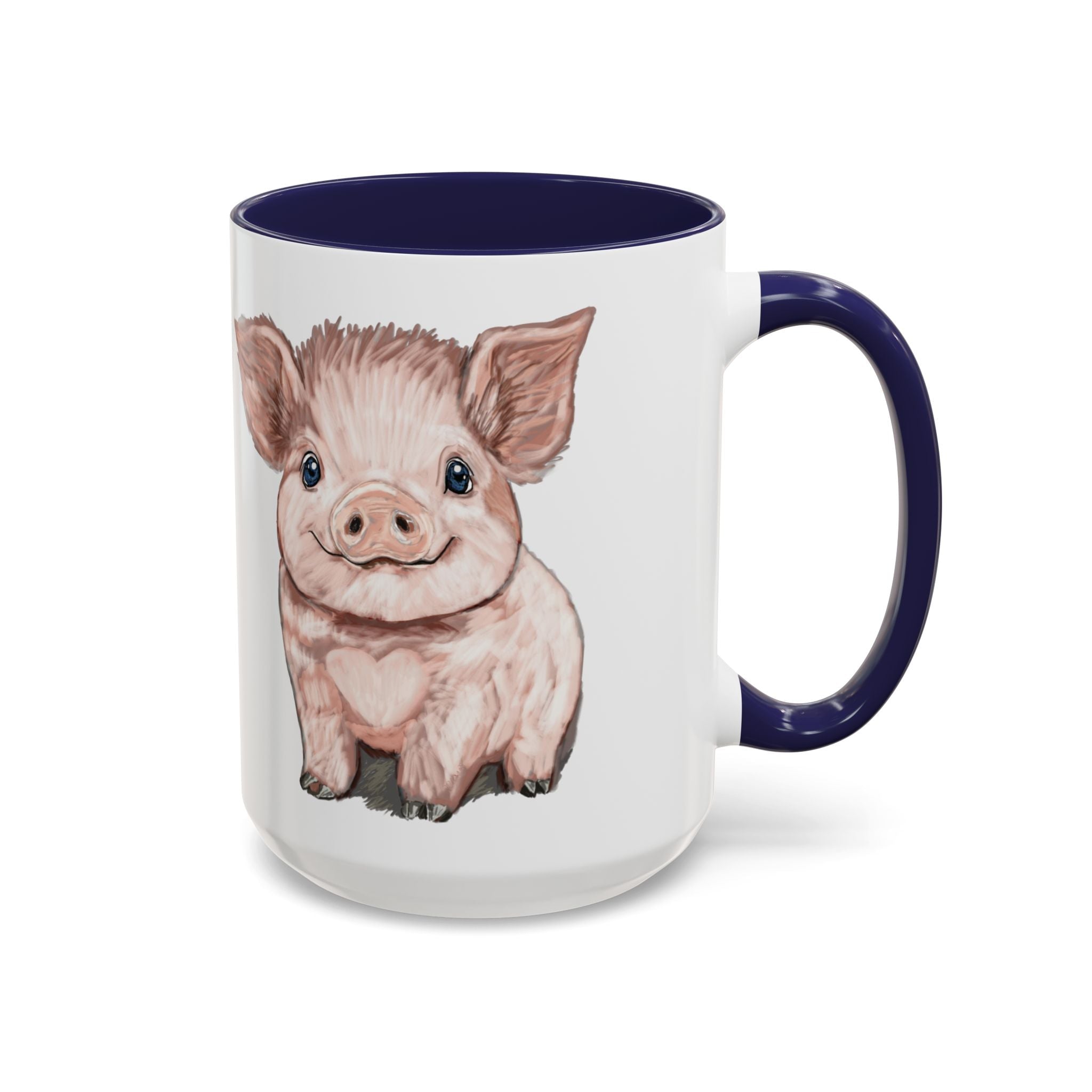 Adorable Piglet Two Tone Ceramic Coffee Mug - Blue Cava