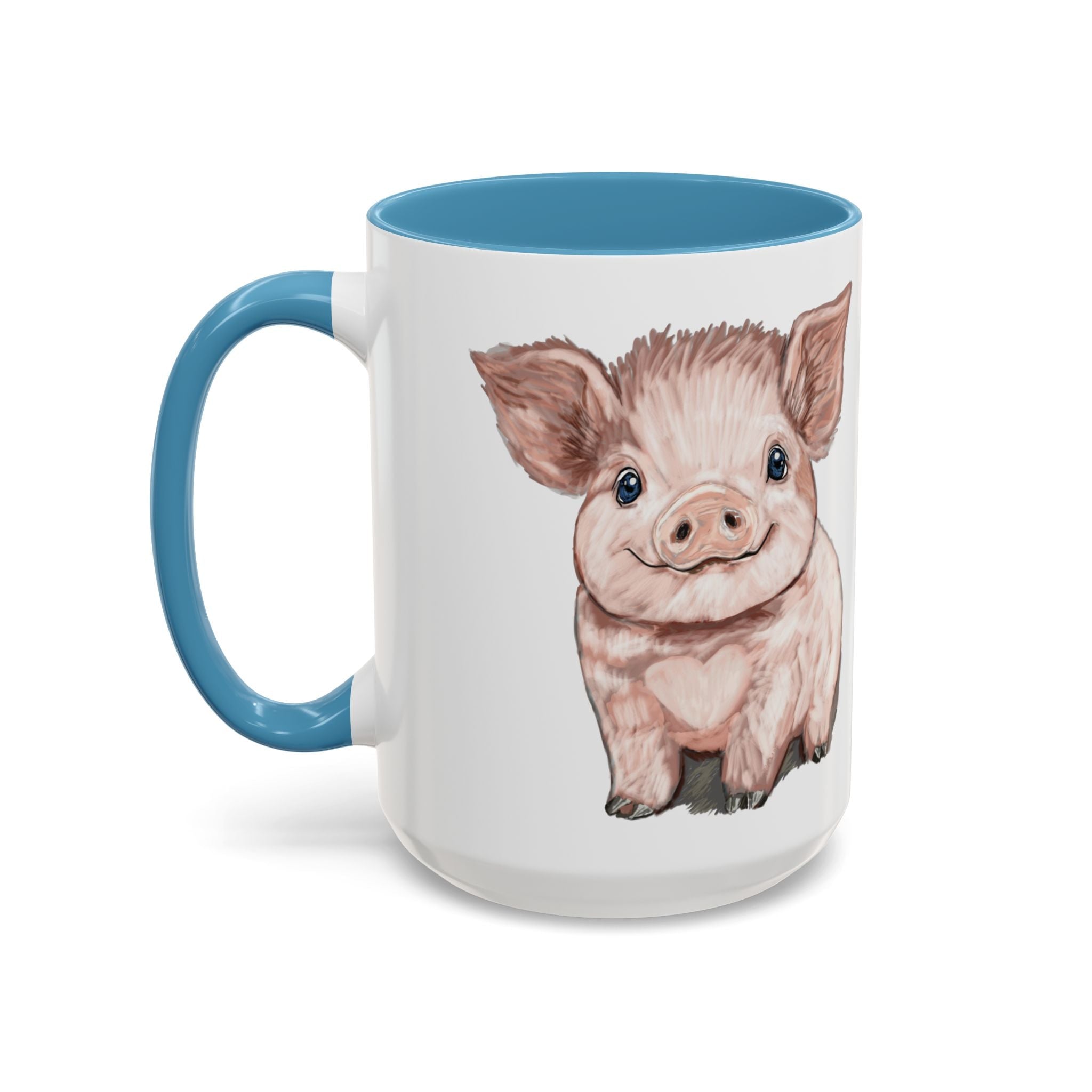 Adorable Piglet Two Tone Ceramic Coffee Mug - Blue Cava