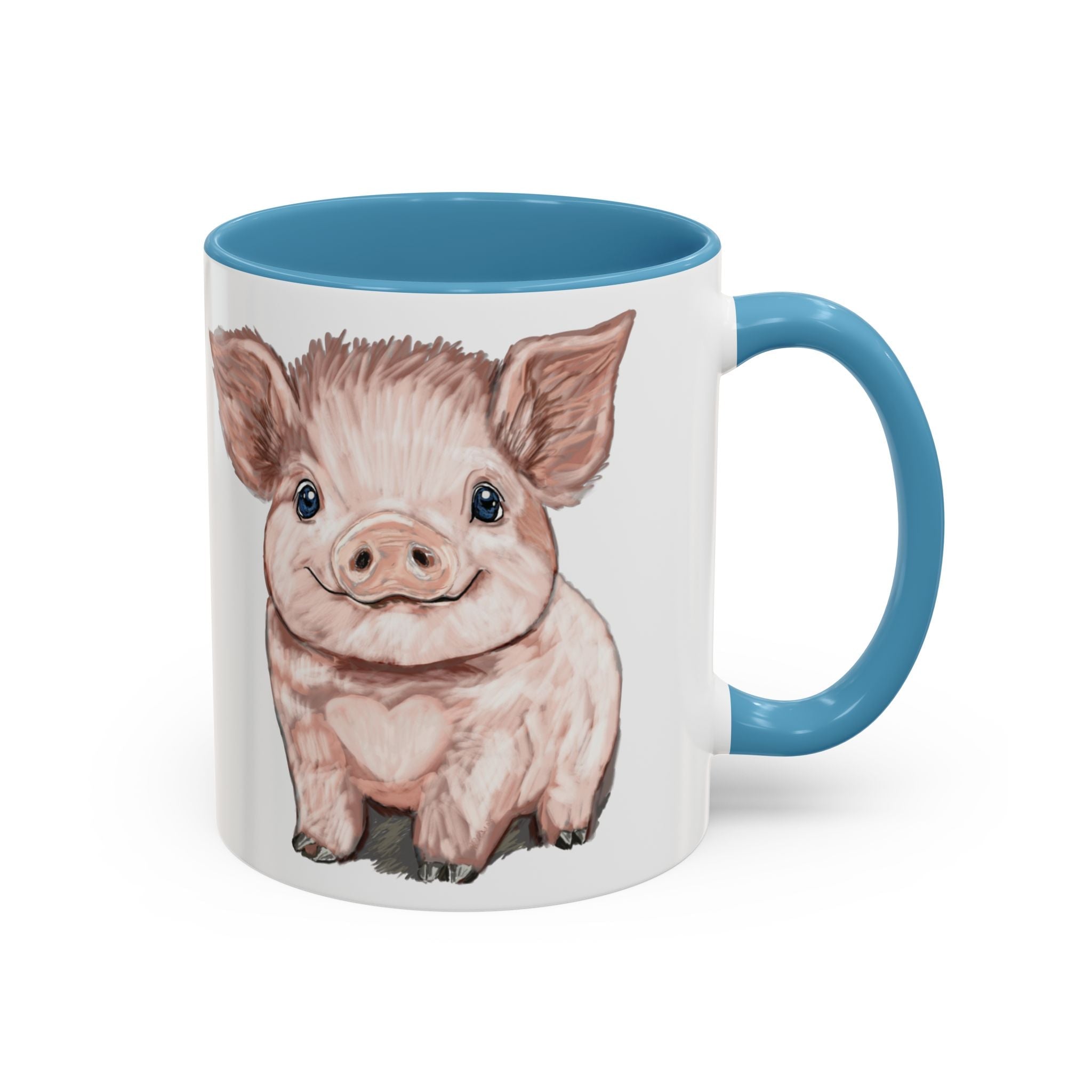 Adorable Piglet Two Tone Ceramic Coffee Mug - Blue Cava
