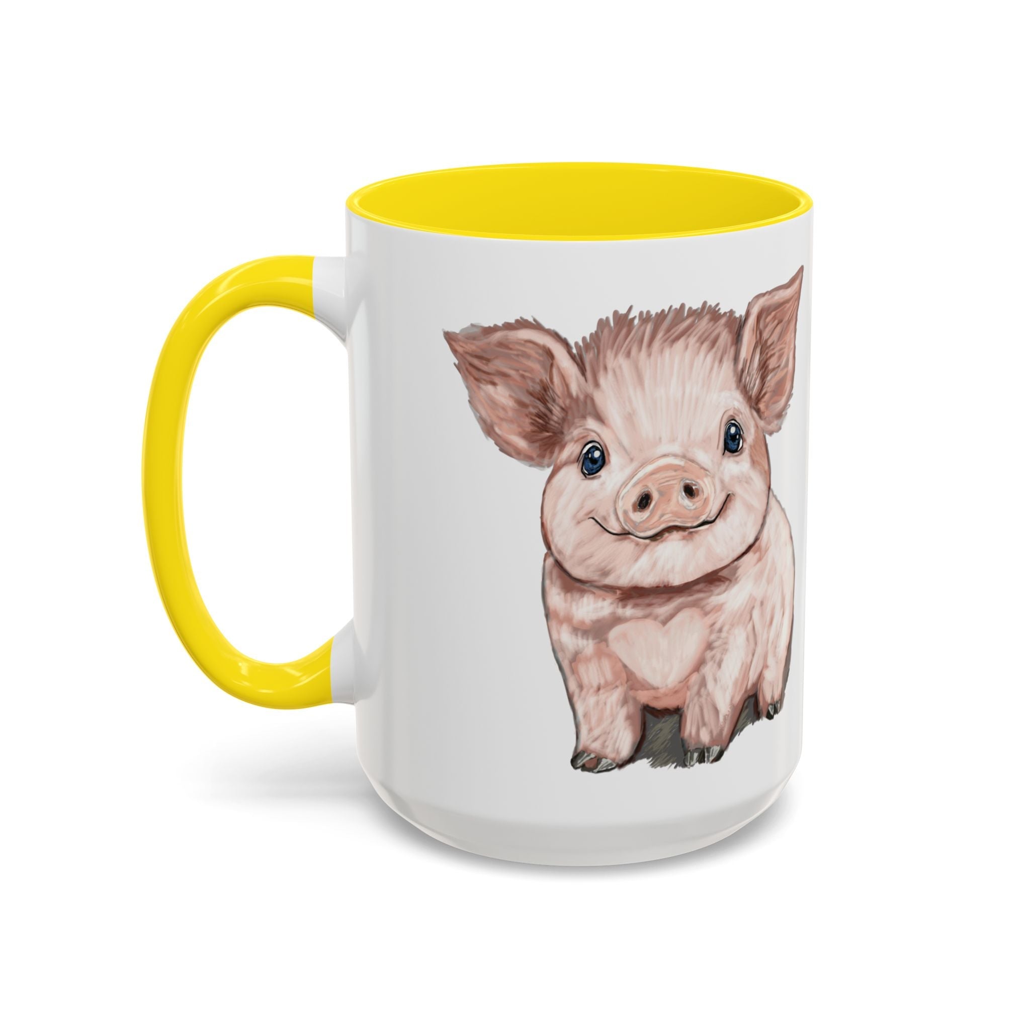 Adorable Piglet Two Tone Ceramic Coffee Mug - Blue Cava