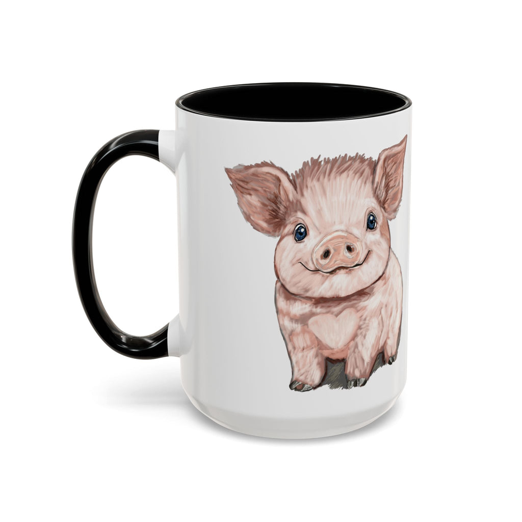 Adorable Piglet Two Tone Ceramic Coffee Mug - Blue Cava