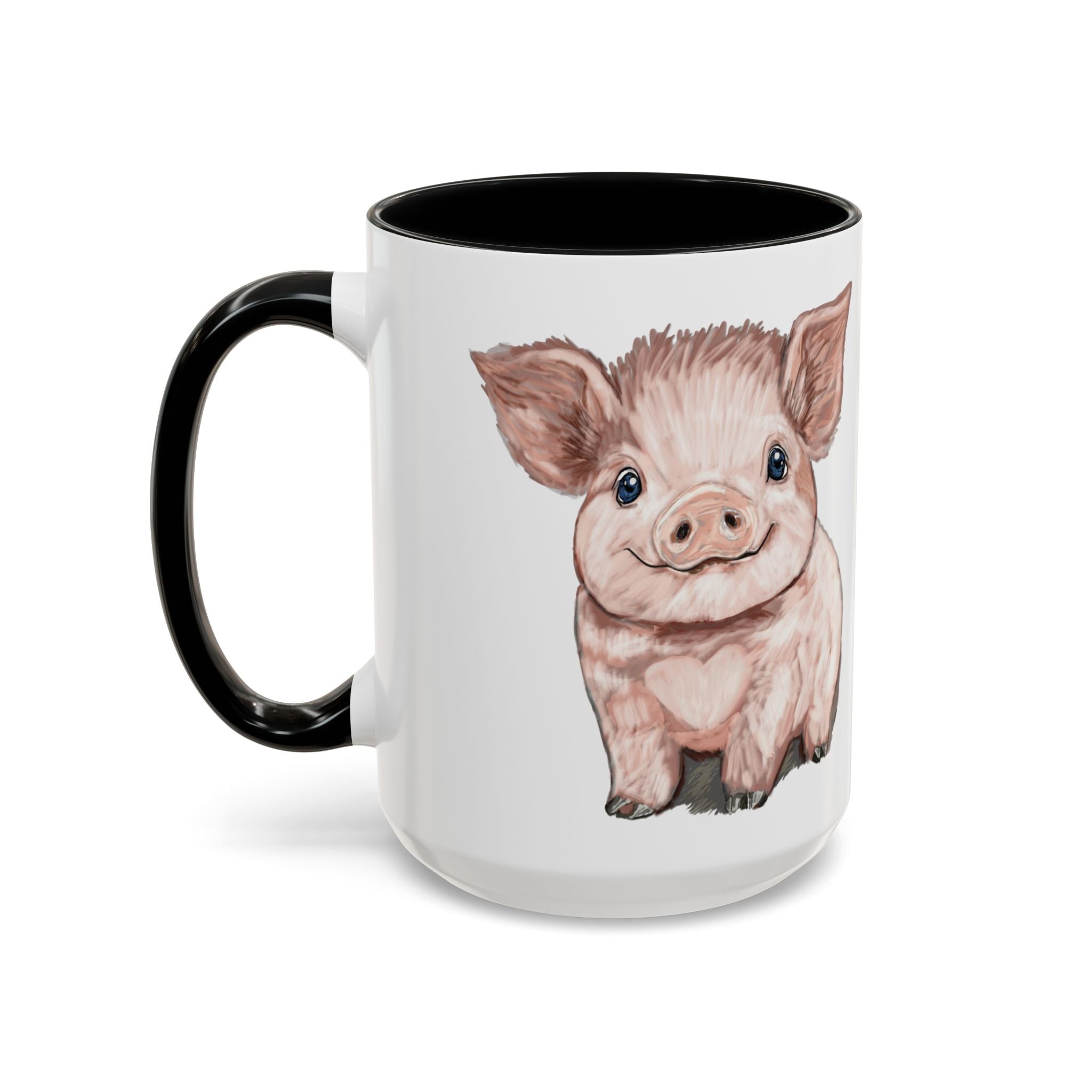 Adorable Piglet Two Tone Ceramic Coffee Mug - Blue Cava