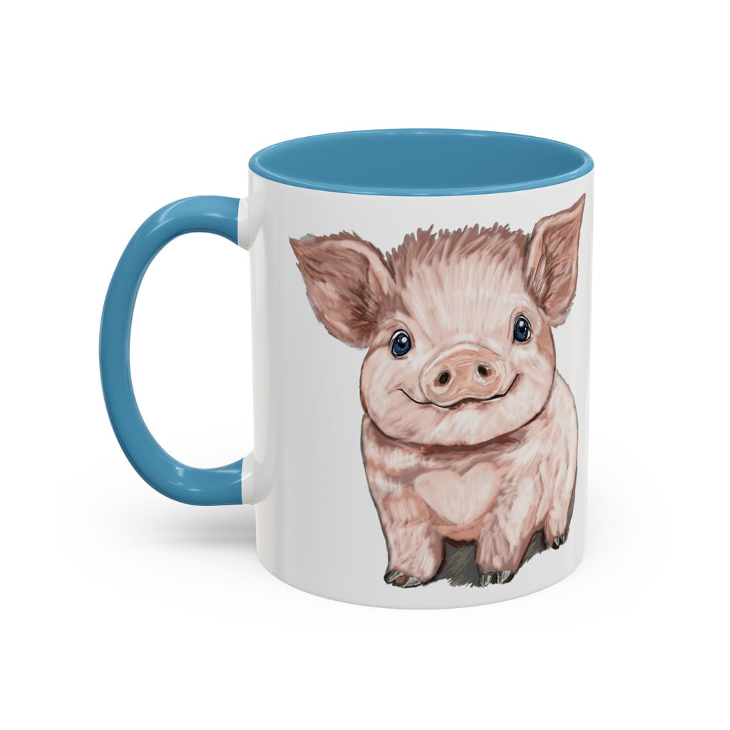 Adorable Piglet Two Tone Ceramic Coffee Mug - Blue Cava