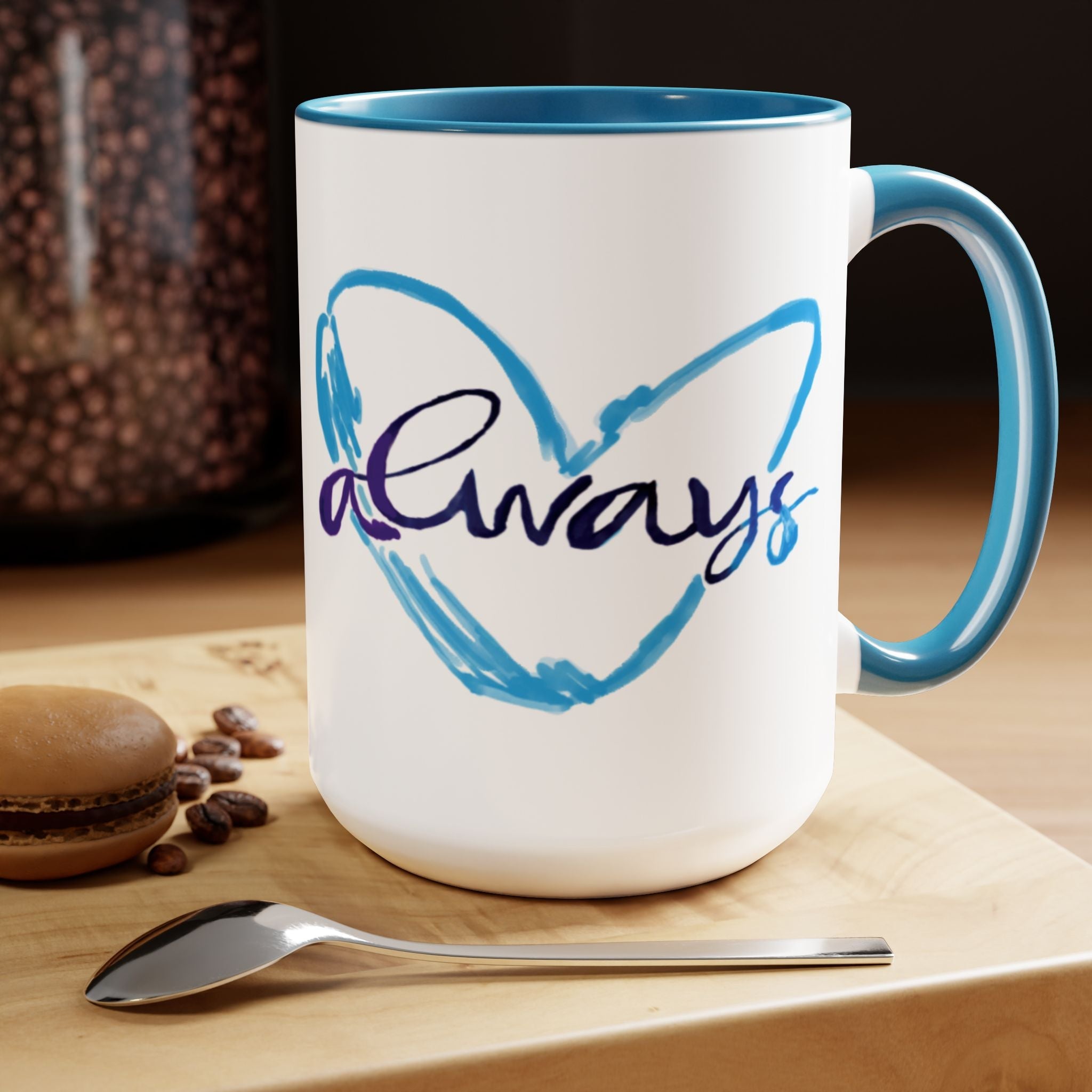 Always Heart Two - Tone Ceramic Coffee Mugs - Blue Cava